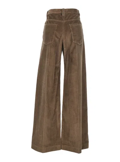 Brunello Cucinelli Brown Corduroy Pants With Concealed Front Closure In Brown