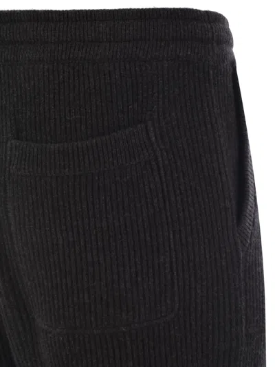 Brunello Cucinelli Men Cashmere Rib Knit Joggers With Drawstring In Black
