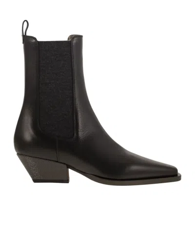 Brunello Cucinelli Square Toe Ankle Boots