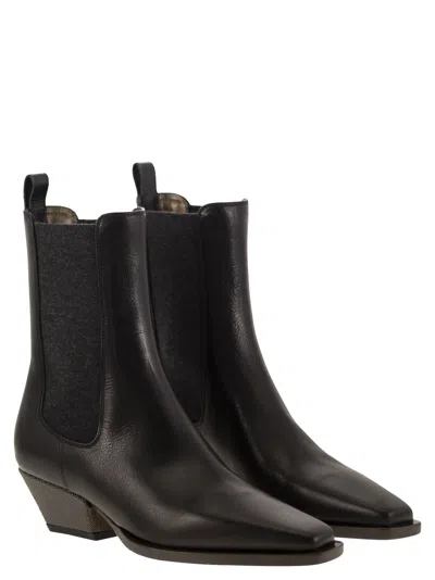 Brunello Cucinelli Square Toe Ankle Boots