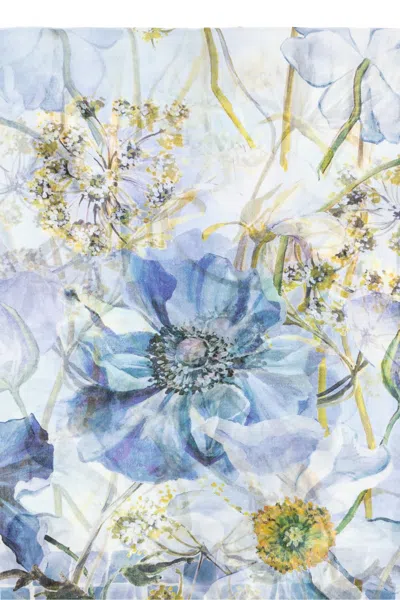 Ferragamo Silk Scarf With Floral Motif In Blue