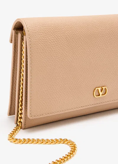 Valentino Vlogo Signature Chain Wallet In Brown