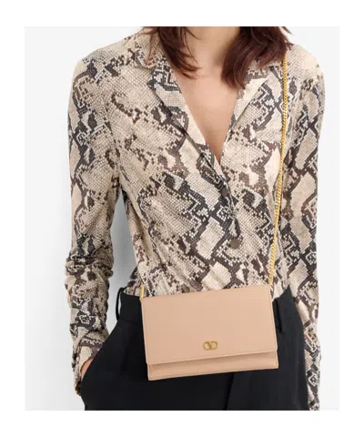 Valentino Vlogo Signature Chain Wallet In Brown