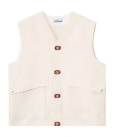 Stone Island Vest With Button Fastening And Rubber Patches In Pink