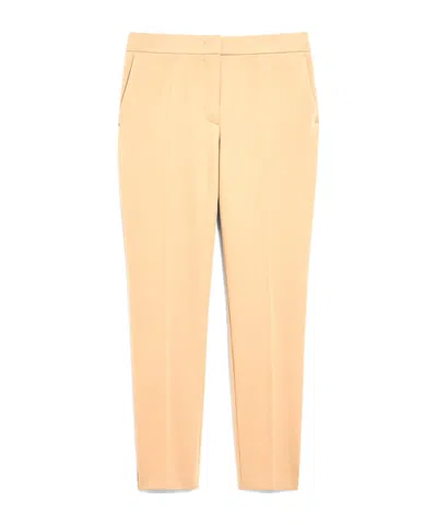 Max Mara Tailored Fit Trousers In Viscose Jersey In Yellow