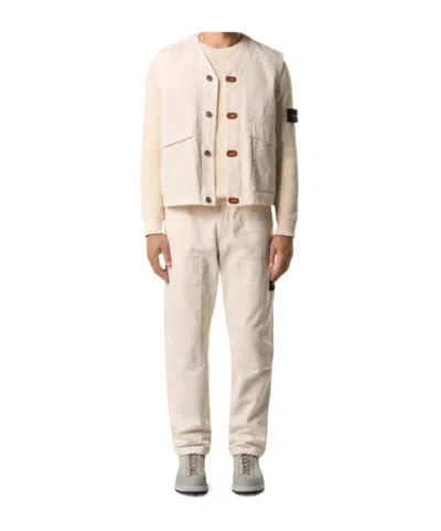 Stone Island Vest With Button Fastening And Rubber Patches In Pink