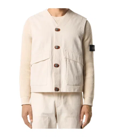 Stone Island Vest With Button Fastening And Rubber Patches In Pink