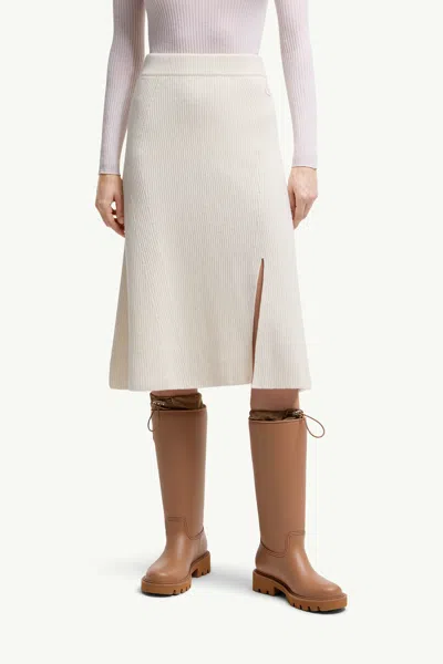 Moncler Jupe Midi En Laine Et Cachemire In Neutral