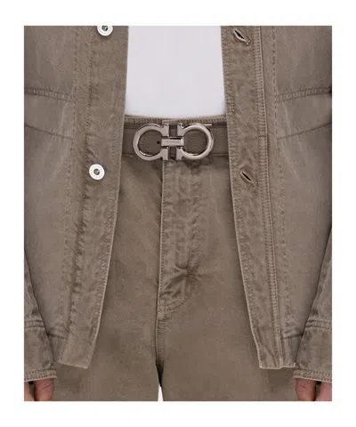 Ferragamo Reversible And Adjustable Gancini Belt In Brown