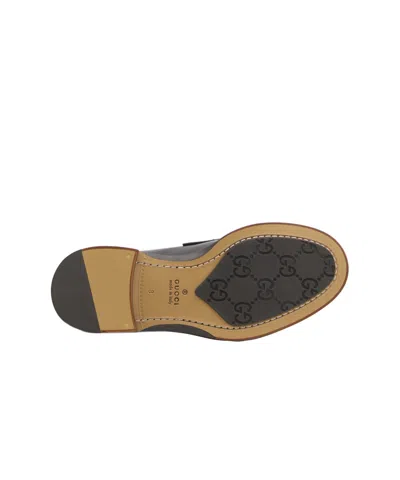 Gucci Web-stripe Leather Loafers In Black