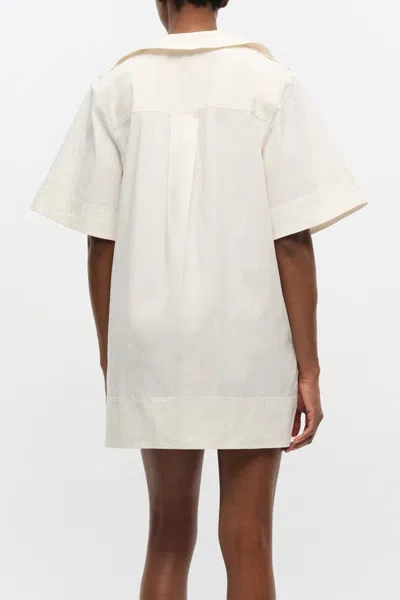Ganni Stretch Cotton Mini Dress In Egret
