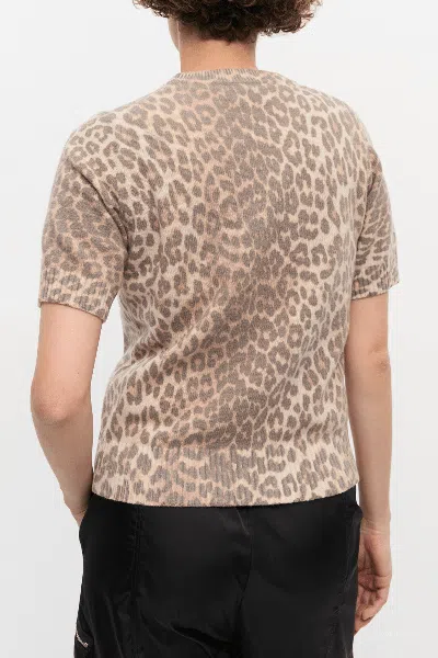 Ganni Leopard Print Short Sleeve Sweater
