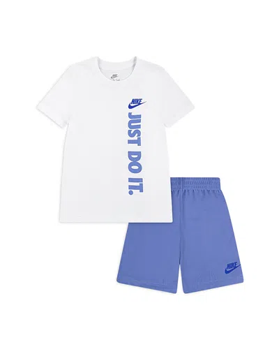 Nike Boys' Logo Graphic Tee & Shorts Set - Little Kid In Blue