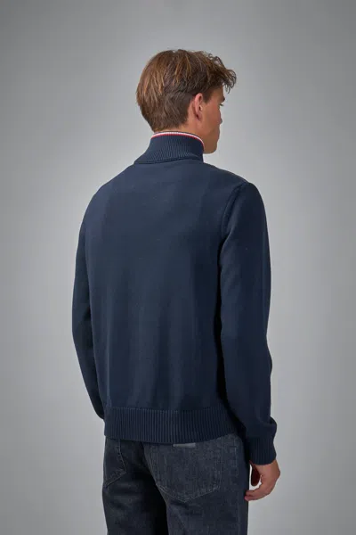 Moncler Mens Navy Logo-patch Zipped Woven Cardigan Xl