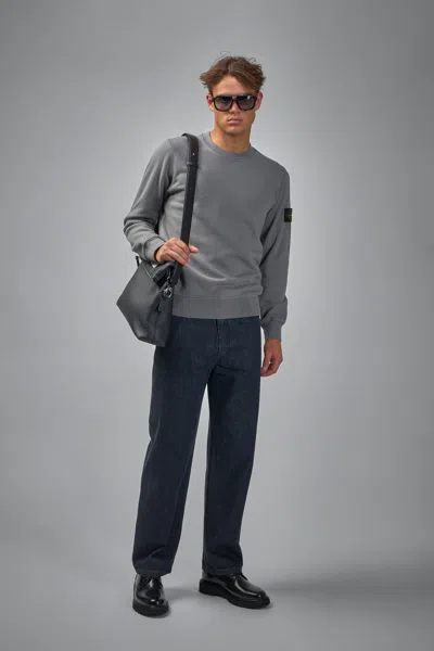 Stone Island Compass Badge Cotton Sweatshirt In Gray