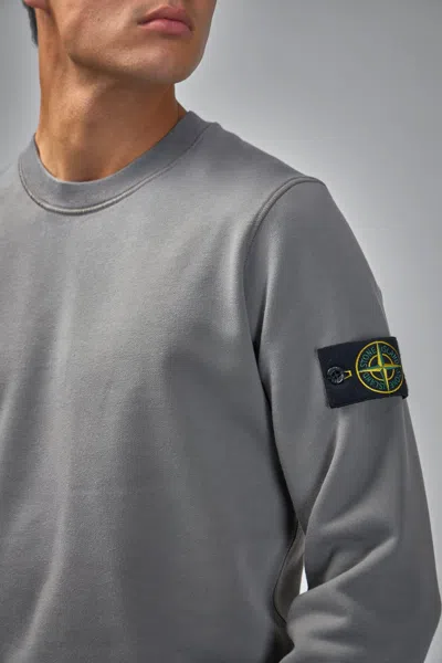 Stone Island Compass Badge Cotton Sweatshirt In Gray