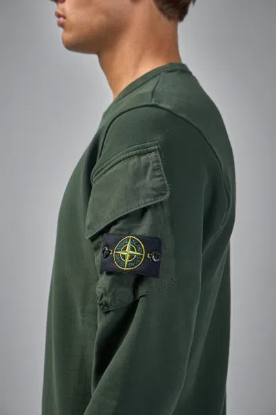 Stone Island Green 6100060 Organic Cotton Fleece Sweatshirt In Green