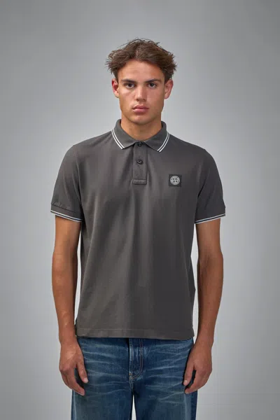 Stone Island Slim Fit Short Sleeve Polo Shirt In Gray