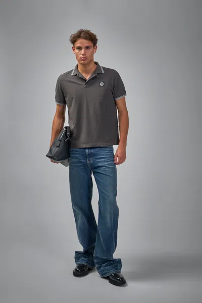 Stone Island Slim Fit Short Sleeve Polo Shirt In Gray