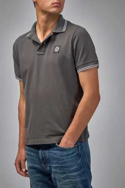 Stone Island Slim Fit Short Sleeve Polo Shirt In Gray