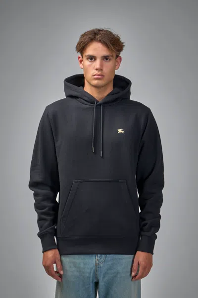 Burberry Black Sweatshirt With Ekd Embroidery On The Front And Logo Print On The Rear In Cotton Man