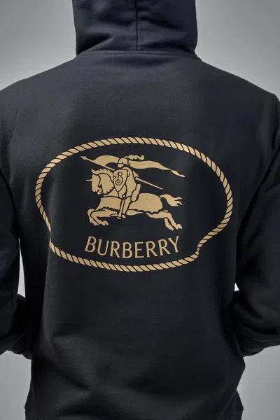 Burberry Black Sweatshirt With Ekd Embroidery On The Front And Logo Print On The Rear In Cotton Man