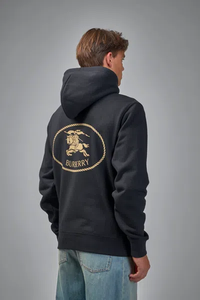 Burberry Black Sweatshirt With Ekd Embroidery On The Front And Logo Print On The Rear In Cotton Man