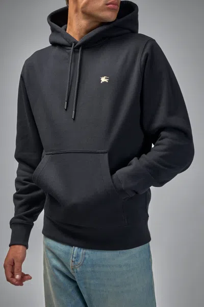 Burberry Black Sweatshirt With Ekd Embroidery On The Front And Logo Print On The Rear In Cotton Man