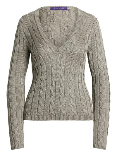 Ralph Lauren Cable-knit V-neck Sweater In Green