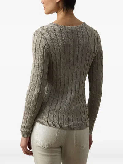 Ralph Lauren Cable-knit V-neck Sweater In Green