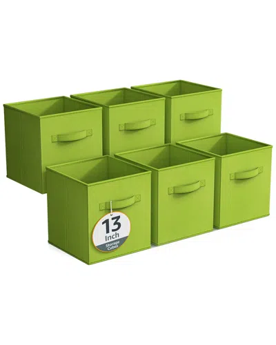 Sorbus Pack Of Six 13in Large Storage Bins In Green