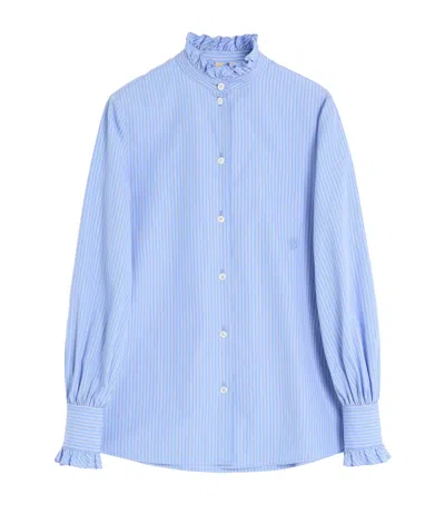 Valentino Hemd Aus Classic Stripe Popeline Frau Iris Liliac 48 In Blue