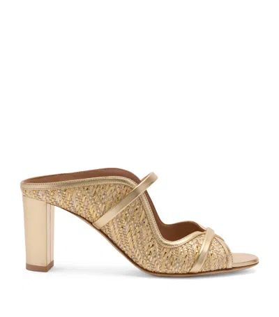 Malone Souliers Metallic Raffia Norah Heeled Sandals 70 In Gold