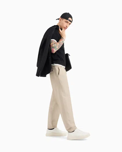 Armani Exchange Tapered High-waist Trousers In Neutral