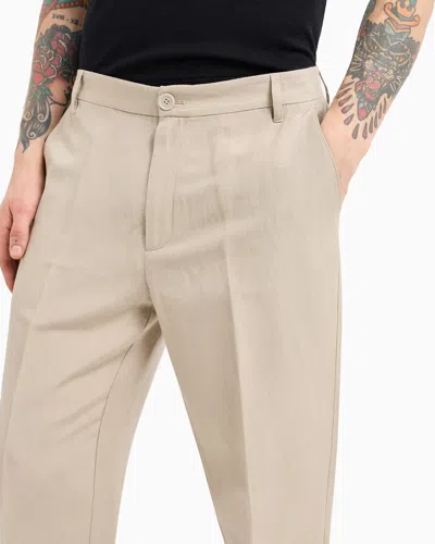 Armani Exchange Tapered High-waist Trousers In Neutral
