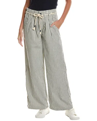 Free People Womens Dakota Cinched Striped Denim Trousers Washed Railroad In Multi