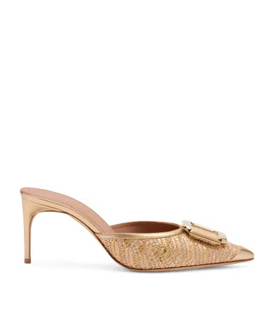 Malone Souliers Metallic Raffia Mona Heeled Mules 70 In Brown