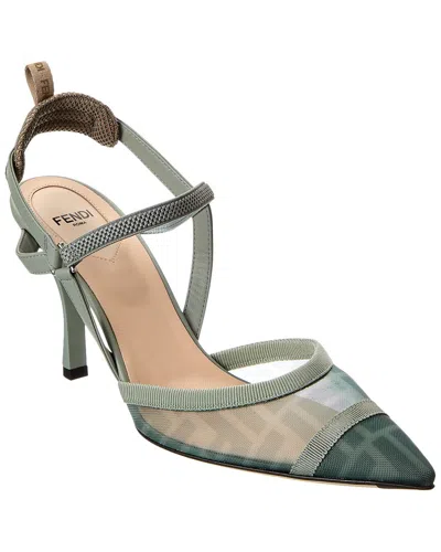 Fendi Colibri Lite Slingback In Green Matcha Ff Mesh Women In Green
