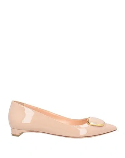 Rupert Sanderson Woman Ballet Flats Blush Size 7 Calfskin In Neutral
