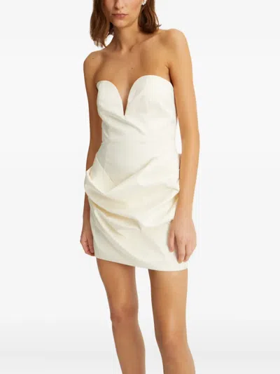 Rotate Birger Christensen Sweetheart-neck Draped Minidress - Women's - Polyester/elastane/recycled Polyester In White