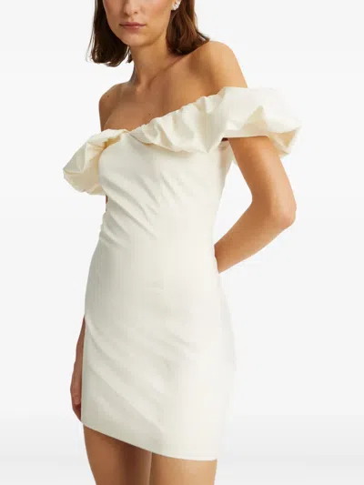 Rotate Birger Christensen Off-shoulder Ruched Minidress In White