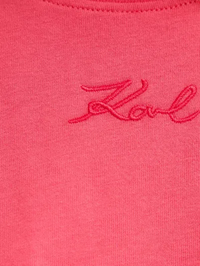 Karl Lagerfeld Ruffle-detail Logo-embroidered Top In Red