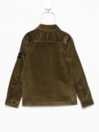 Stone Island Compass-badge Corduroy Shirt In Green