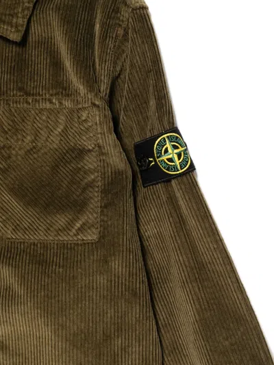 Stone Island Compass-badge Corduroy Shirt In Green