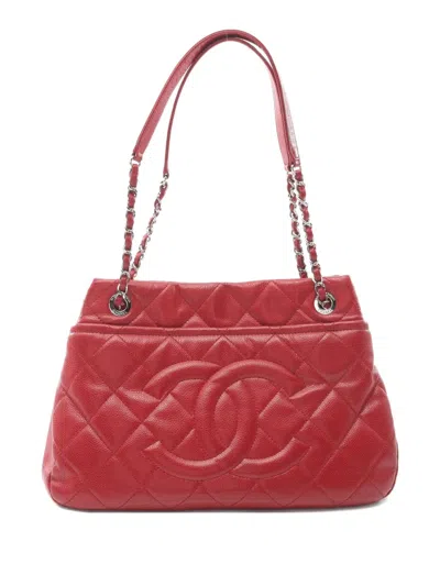 Pre-owned Chanel 2012 Diamond-quilted Tote Bag In Red