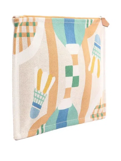 Pre-owned Hermes 10s Small Balles Au Bond Print Clutch