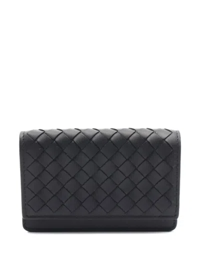 Pre-owned Bottega Veneta 2020s Intrecciato Leather Card Holder In Black