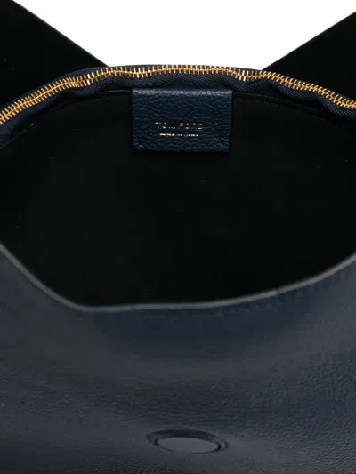 Tom Ford Tara Large Hobo Crossbody In Grained Leather In Blue