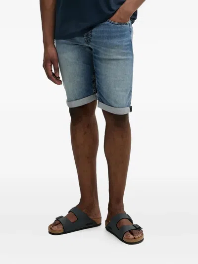 Karl Lagerfeld Cuffed Denim Shorts In Blue