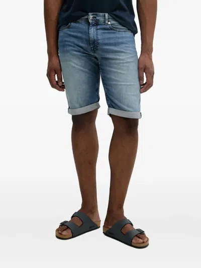 Karl Lagerfeld Cuffed Denim Shorts In Blue